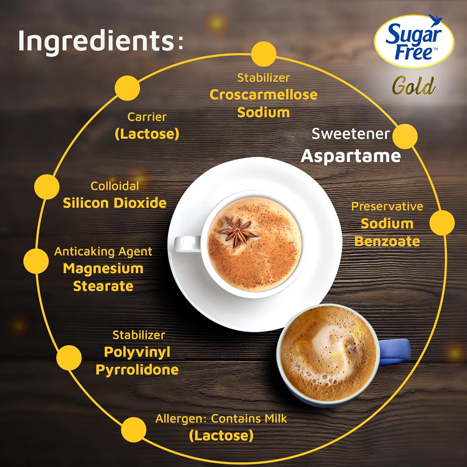 Sugar Free Gold, 100 Pellets| India’s No.1 Sweetner| Sweet like Sugar with Low Calories| Scientifically Proven & Tested