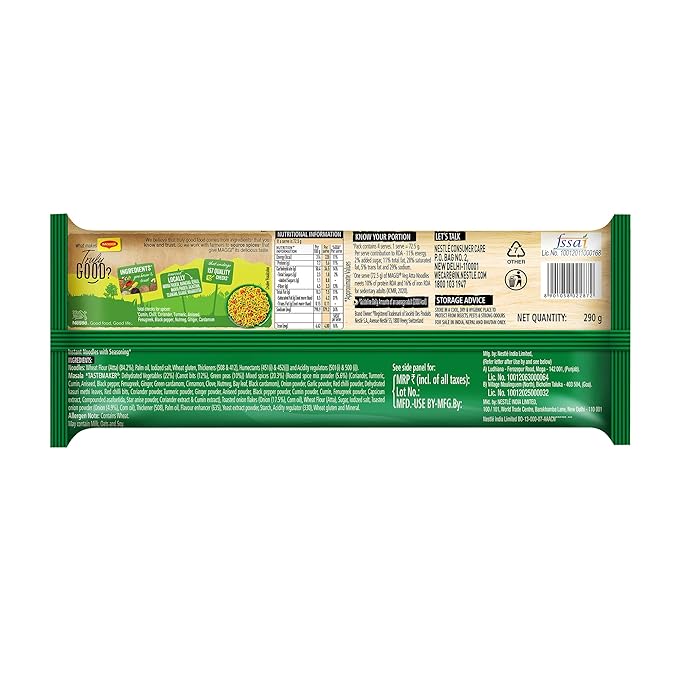 MAGGI Nutri-licious Masala Veg Atta Noodles, Instant Noodles with 20 Spices & Herbs, Source of Fibre, Protein & Iron, 290g
