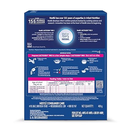 Lactogen Pro 1 Powder, Infant Formula Up To 6 Months With Probiotic And Prebiotics, Bag-In-Box Pack, 400g