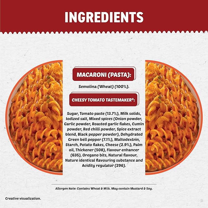 PAZZTA Maggi Instant Pasta - Cheesy Tomato Twist, 68.5 G Pouch,Vegetarian