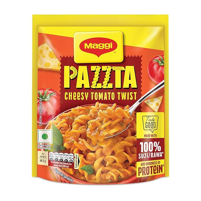 PAZZTA Maggi Instant Pasta - Cheesy Tomato Twist, 68.5 G Pouch,Vegetarian