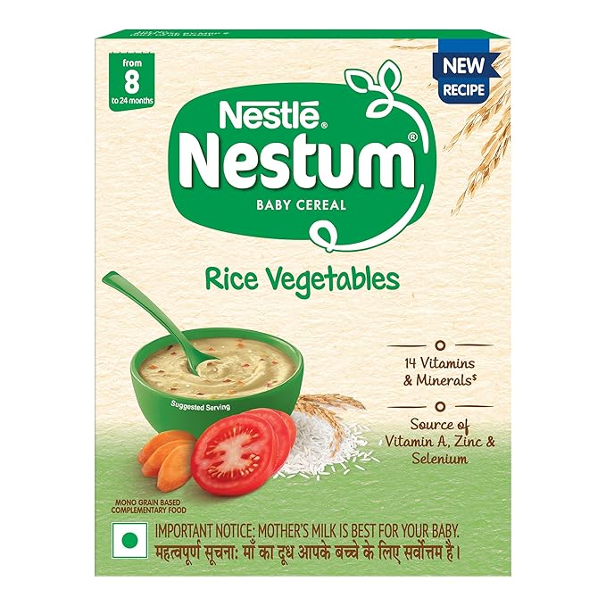 Nestum Baby Cereal From 8 Months To 24 Months, Rice Vegetables, 300g, Bag-In-Box Pack