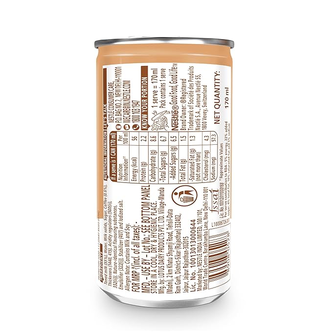 Nescafe Café Style Liquid Cold Coffee Can, Iced Latte, 170Ml
