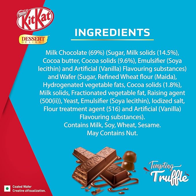 KIT KAT Nestle Kitkat Dessert Delight Tempting Truffle Wafer Coated With Milk Chocolate, 50 Grams