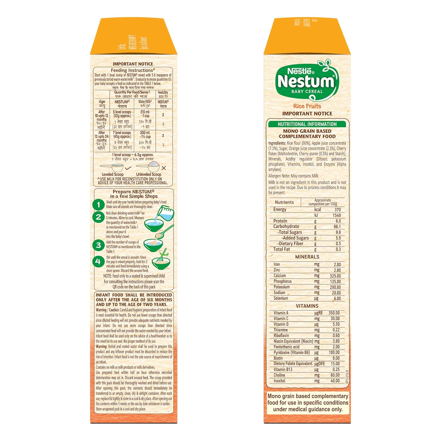 NESTUM Baby Cereal - Rice Fruits (From 10 to 24 months) - 300g, Bag-in-Box Pack