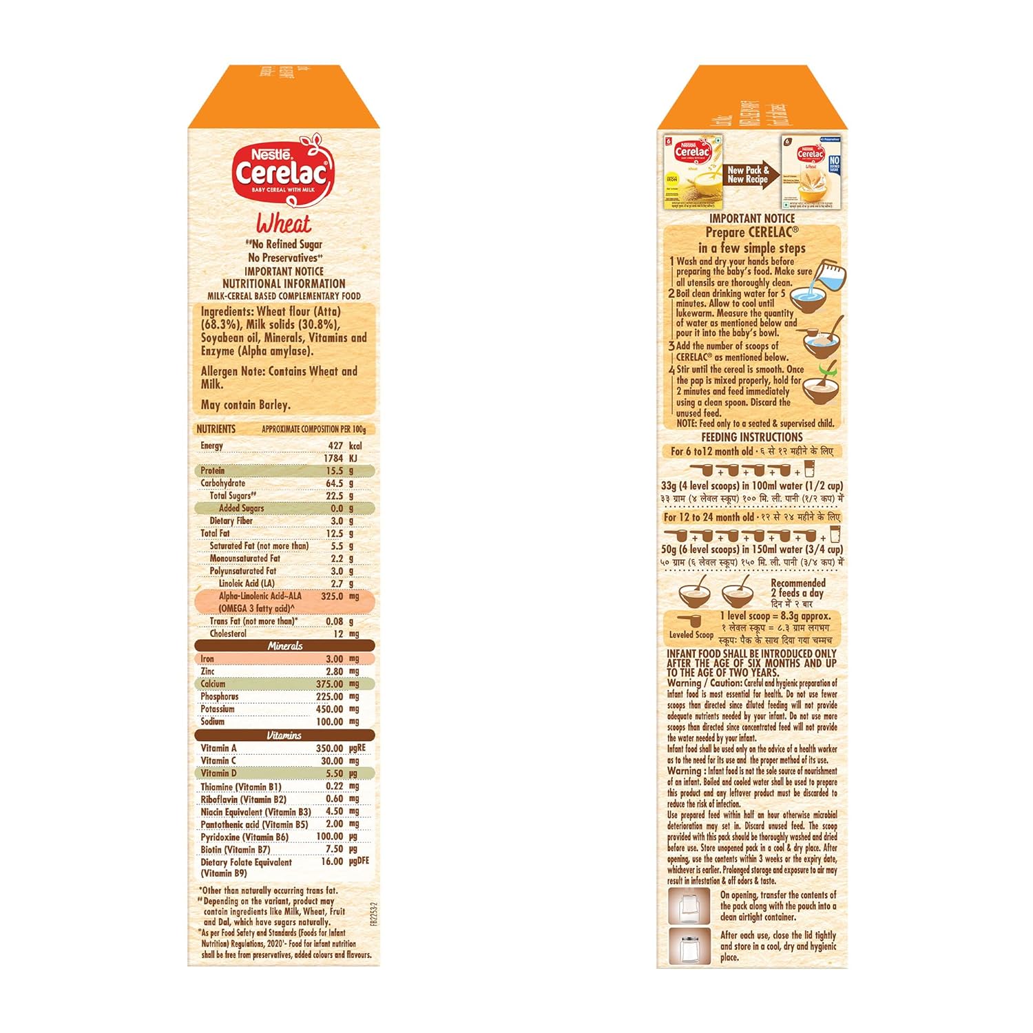 CERELAC Baby Food Cereal | No Refined Sugar | No Preservatives | Wheat for 6 to 24 Months Baby | Omega 3 Iron Protein Calcium Vitamin D for Babies | Instant Cereal | 300g
