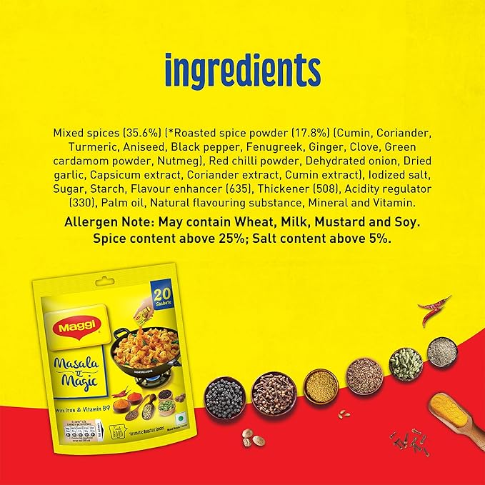 MAGGI Masala-ae-Magic Vegetable Masala, All in One | 120g Pouch (6g x 12 Sachets)