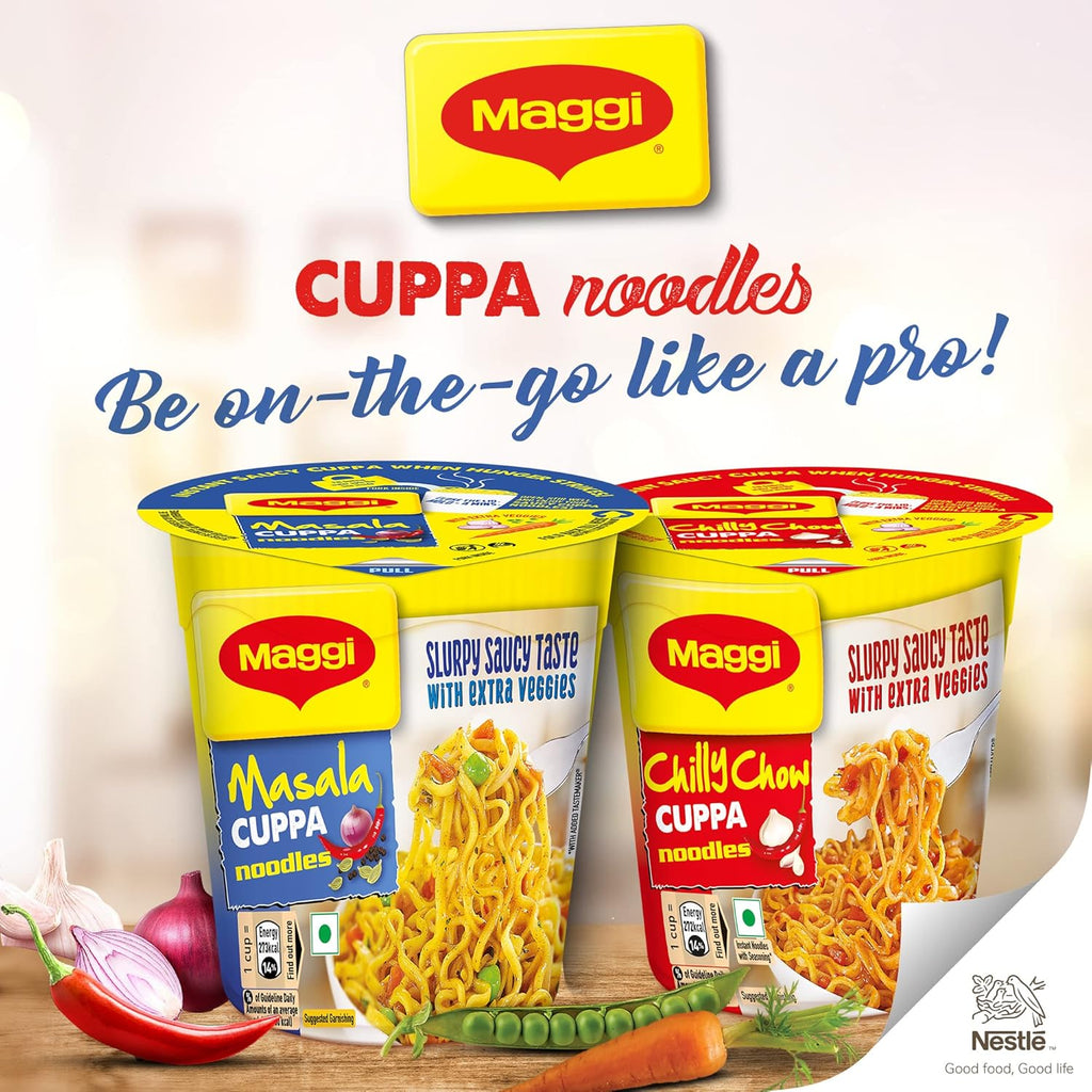 MAGGI Instant Cuppa Noodles, Chilly Chow | Slurpy Saucy Taste With Extra Veggies, Vegetarian, 70 Gm