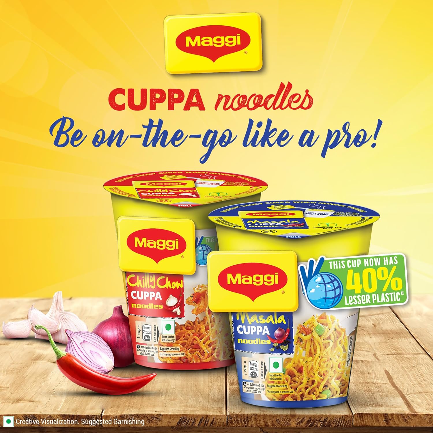 MAGGI Instant Cuppa Noodles,Masala |Delicious Slurpy Saucy Taste|With Extra Veggies 70.5g