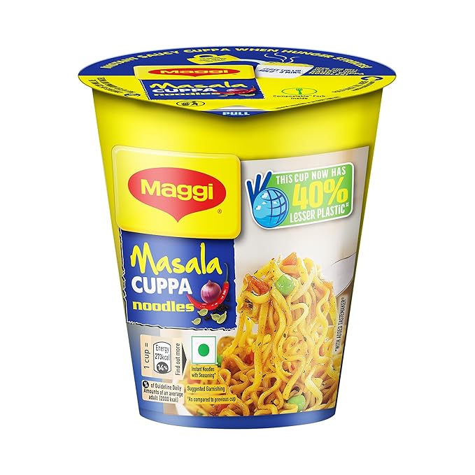 MAGGI Instant Cuppa Noodles,Masala |Delicious Slurpy Saucy Taste|With Extra Veggies 70.5g