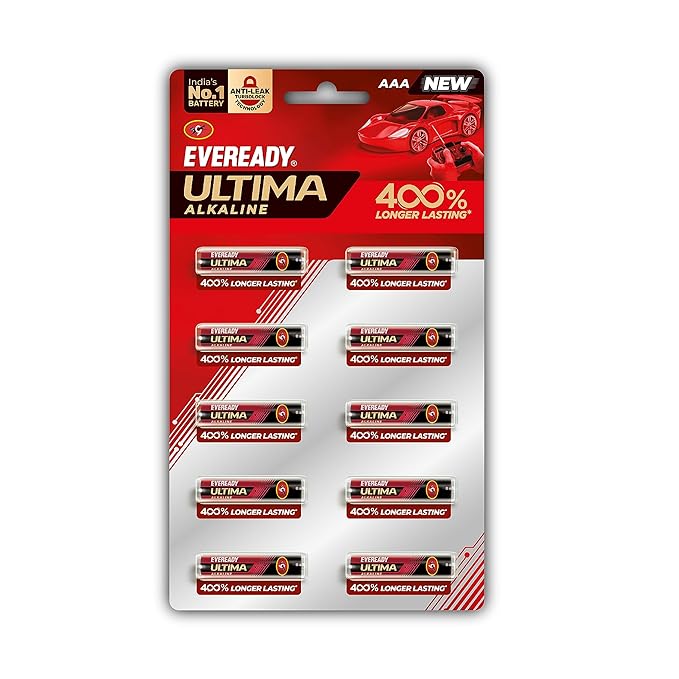 Eveready Ultima Alkaline AAA Battery, 400% Longer Lasting, Anti-Leak Turbolock Technology, Eco-Friendly Batteries for High-Drain Devices Household Devices & Toys.