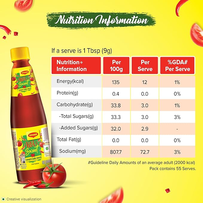 MAGGI Hot & Sweet Tomato Chilli Sauce, Perfect Blend of Tomatoes & Chillies, 500g