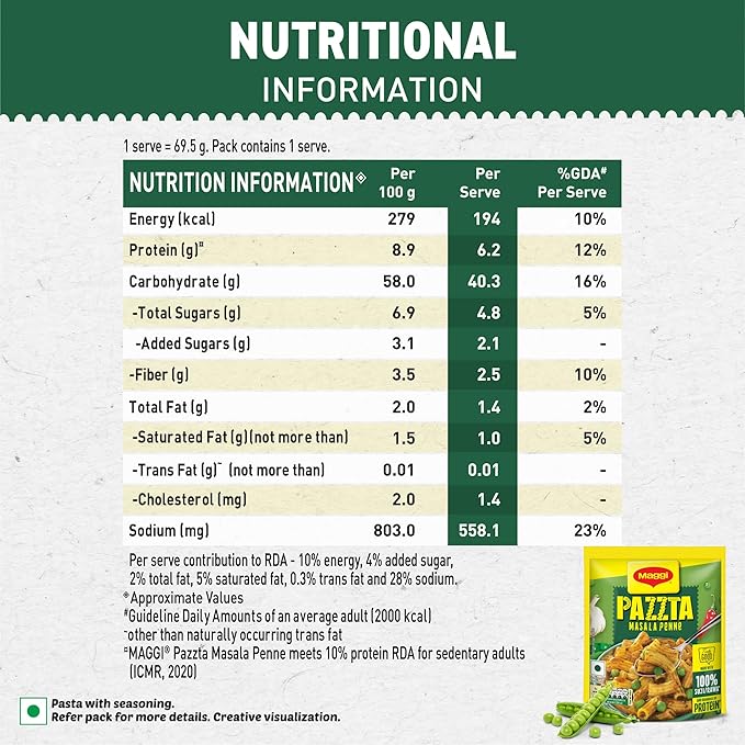 PAZZTA Maggi Instant Pasta - Masala Penne, 69.5 g Pouch