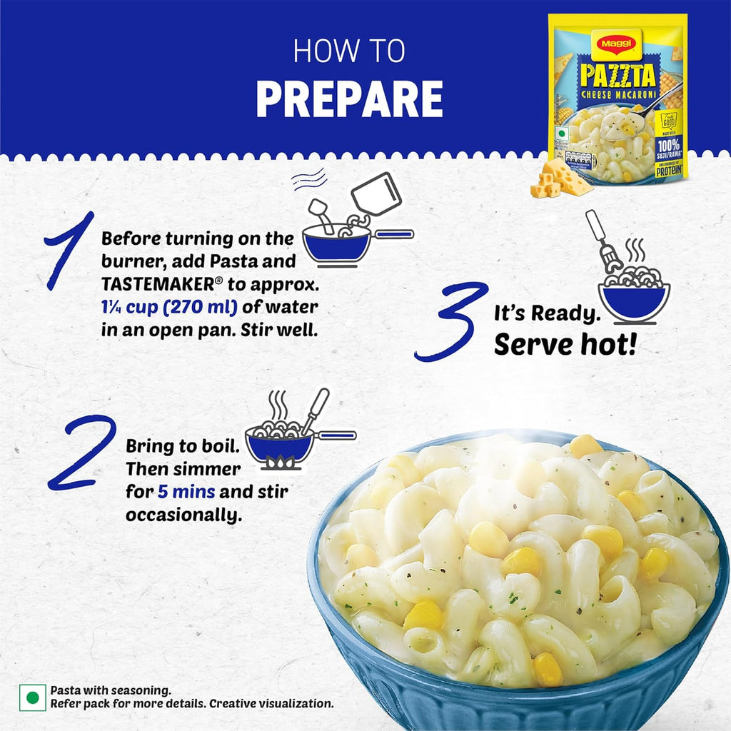 AZZTA MAGGI Instant Pasta- Cheese Macaroni, 75 G Pouch,Vegetarian
