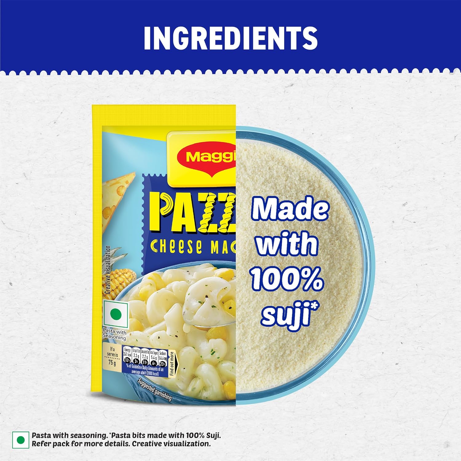 AZZTA MAGGI Instant Pasta- Cheese Macaroni, 75 G Pouch,Vegetarian