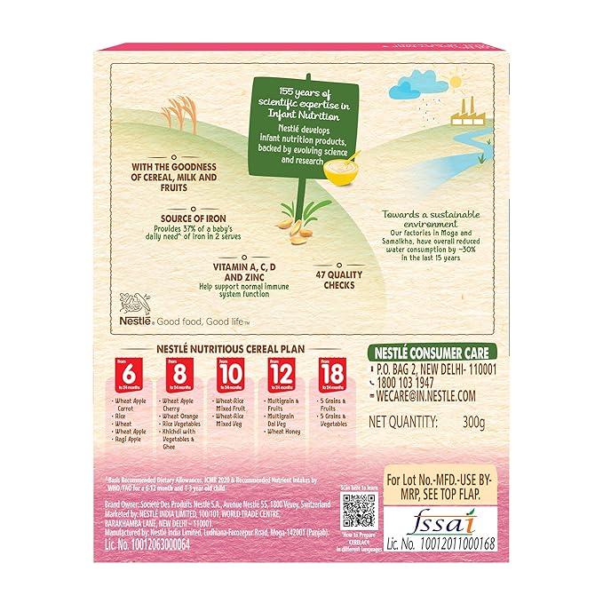 CERELAC Baby Food Cereal | No Preservatives | Wheat Rice Mixed Fruit for 10 to 24 Months Baby | Source of Iron & Protein for Babies | Instant Cereal | 300g