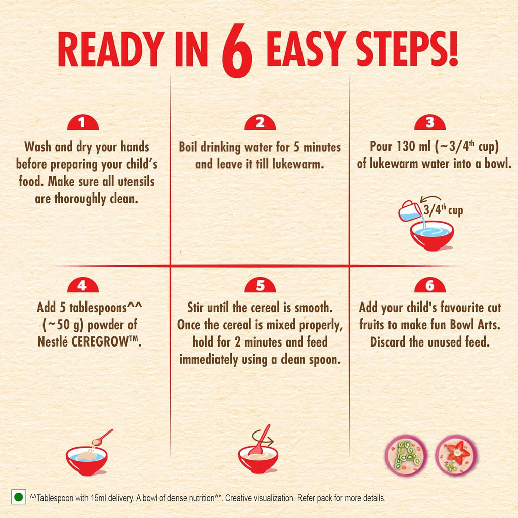 CEREGROW with NO Refined Sugar | Multigrain Cereal with Milk & Fruits | with Iron, Omega 3, Protein, Calcium | 19 Nutrients | 300g, Bag-in-Box Pack