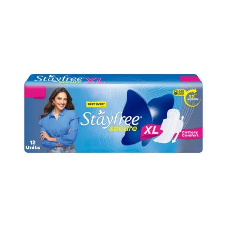 Stayfree Secure Cottony Sanitary Pads | XL | 12 pcs
