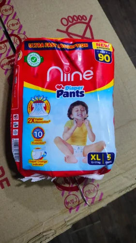 Niine Baby Diaper Pants Medium(M) Size (7-12 KG) (Pack of 1) 5 Pants for Overnight Protection with Rash Control
