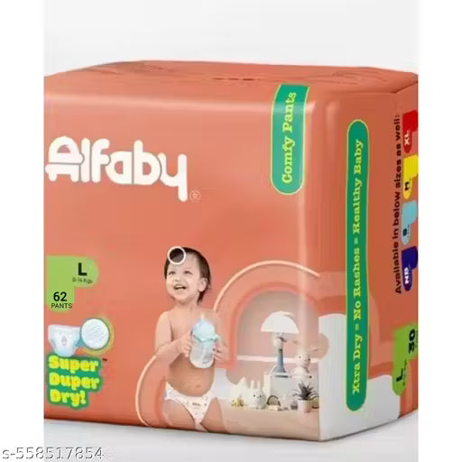 ALFABY L-62 Baby Diaper Pants (Large Size, 9–14 kg) – Long-Lasting Dryness & Comfort Fit