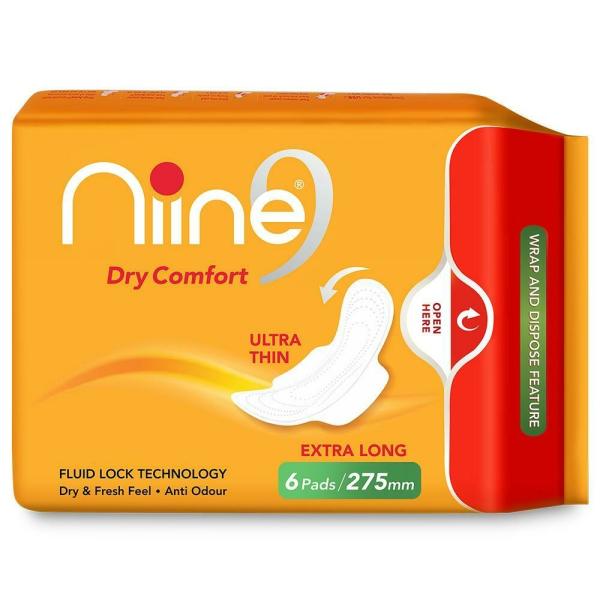 Type Ultra-Thin Size XL Length 275mm Packaging Type Straight Top Fabric Cotton Is it Disposable Yes Wings Yes Brand NIINE Country of Origin Made in India Pack Size 6 Pads
