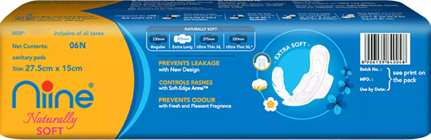 Niine Sanatory Pad Naturally Soft, XL 6 Pads 275mm