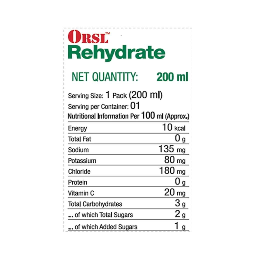 ORSL Electrolyte Drink Apple Flavour - Packet of 200 ml Liquid