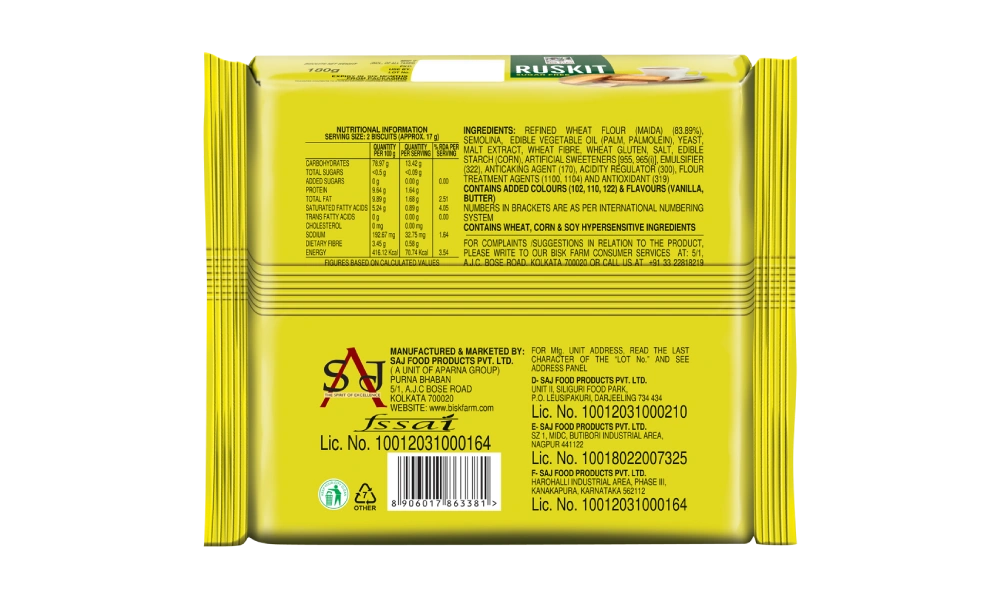Bisk Farm Ruskit Sugar Free – 180 g